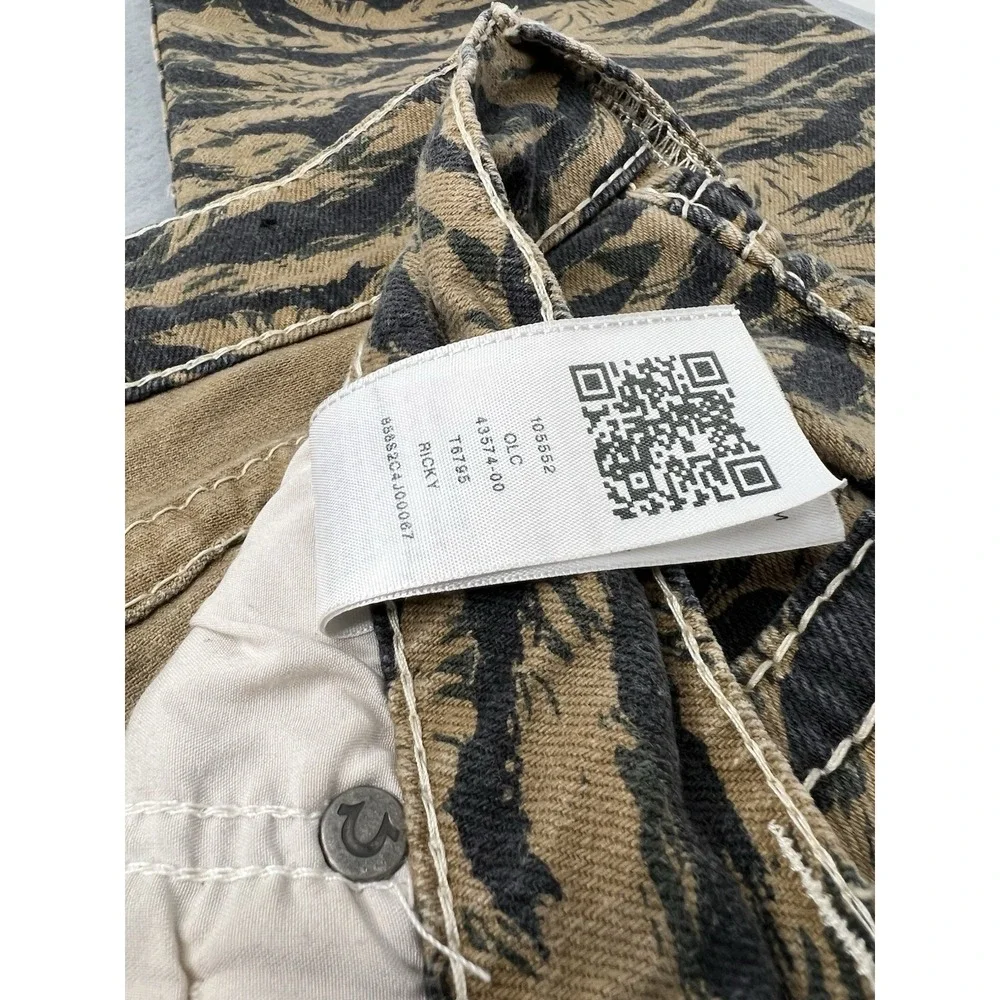 True Religion Ricky Twill Denim Jeans Mens 38x33 Camo Relaxed Straight Pants